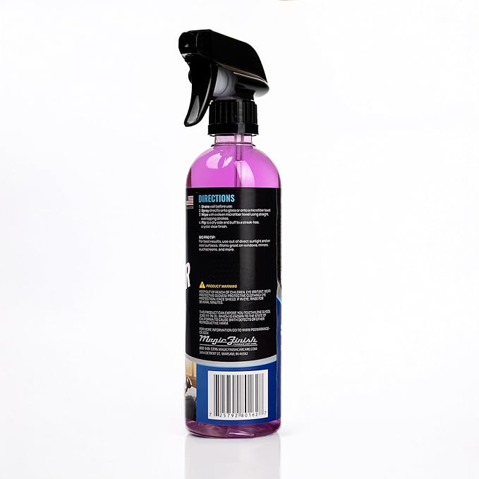 Magic Finish Car Glass Cleaner (16 fl oz) – Ammonia-Free Window Cleaner Spray for Interior & Exterior Auto Glass – Anti-Fog, Streak-Free Car Cleaning Supplies for Tint, Mirrors & Screens