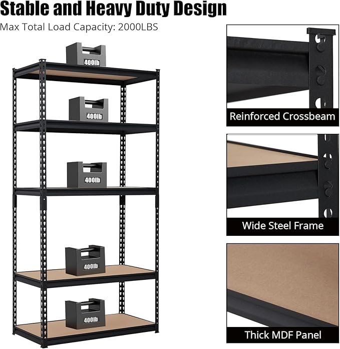 Towallmark Garage Shelving, 48 x18 x 72 Storage Shelves, Heavy Duty Storage Shelving, Durable Storage Shelves, Rust-Resistant Design, Easy Assembly