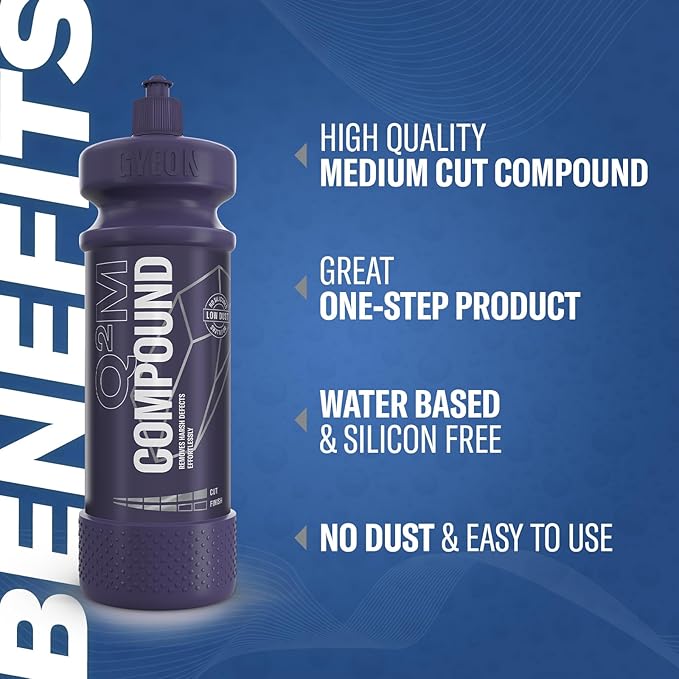 GYEON Compound 1000ml - One-Step Car Scratch Remover & Medium Cut Swirl Correction - Easily Repair Paint Scratches - Removes Water Spots - Hologram Free Finish Ready for Ceramic Coating