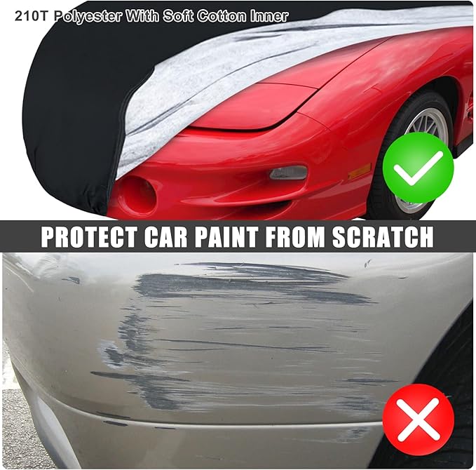 Waterproof Car Cover Replace for Pontiac Firebird/Trans Am Convertible & Coupe 1970-2002, 210T All Weather Classic Car Covers with Zipper Door & Lock for Snow Rain Protection