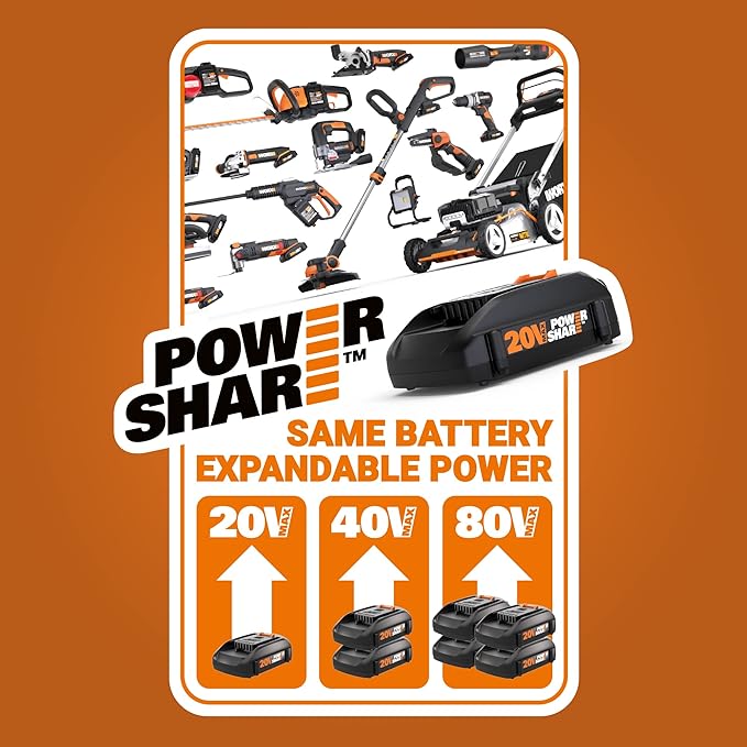 Worx Nitro 20V SwitchDriver 2.0, 2-in-1 Brushless Cordless Drill Driver, Dual 1/4" Chucks, Compact Cordless Drill with Digital Torque Setting - WX177L.9 (Tool Only), Black Orange