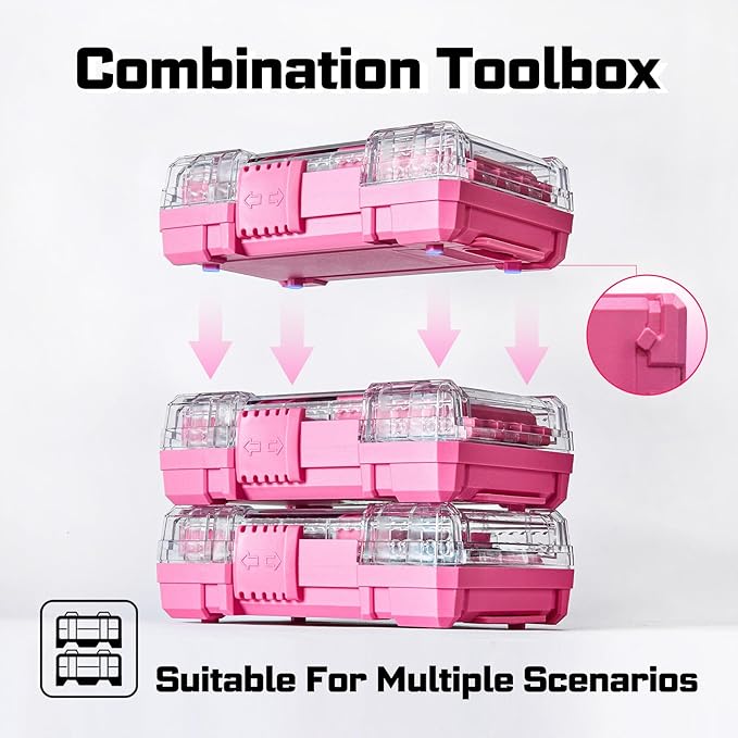 Geinxurn 40Pieces Impact Screwdriver Bits Set, Magnetic S2 Steel Phillips/Slotted/Square/Torx Insert Power Bits Tips, Impact Bit Holder with Pink Storage Box Case