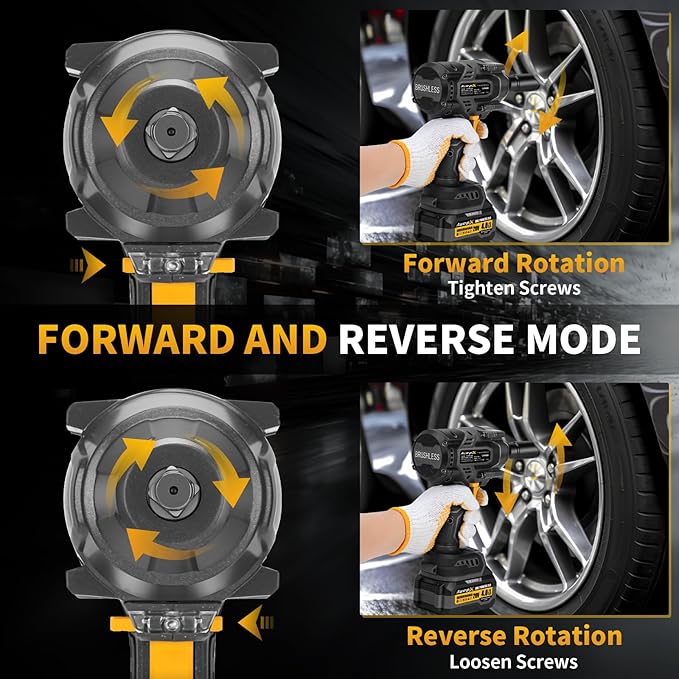 1700Nm Impact Wrench, 20V 1254Ft-lbs Brushless Impact Gun with 2x4.0Ah Battery, 1/2" High Torque Pistola De Impacto with 6 Socket, Electric Impact Llave Driver for Truck/Mower/Car/Industrial