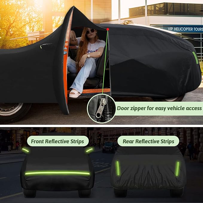 Car Cover for 2022-2025 Hyundai Ioniq 5, Waterproof All Weather Rain Sun UV Protection Heavy Duty Full Car Cover with Charge Port Opening & Windproof Straps for Hyundai Ioniq 5-Black