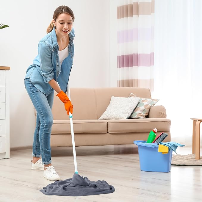 10 Pcs Extra Large Microfiber Cloth 30" x 20" Large Floor Microfiber Towel Reusable Washable Free Lint Free Cloth Rag for Squeegee Mop Floor Window Housekeeping (White,Gray)