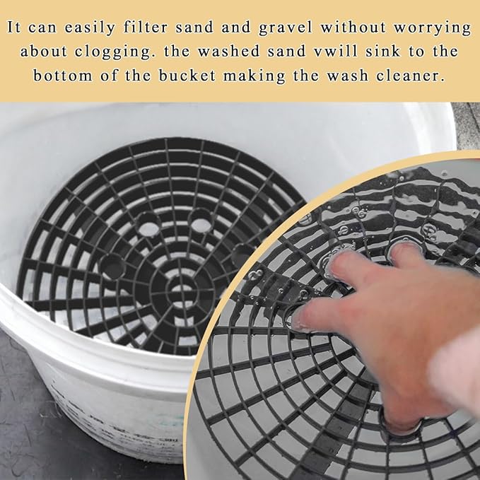 2 PCS Car Wash Bucket Insert, Plastic Wash Bucket Insert Removes Dirt Debris for Car Detailing Cleaning, Auto Detail Trap Fits 12 Inch Diameter or 3-5 Gallon Bucket (Black)
