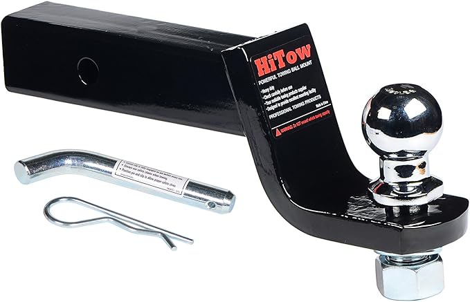 HiTow Trailer Hitch Loaded Ball Mount Class II 3-1/4" Drop with 1-7/8" Hitch Ball & 5/8" Pin Kit (GTW 3,500 lbs)