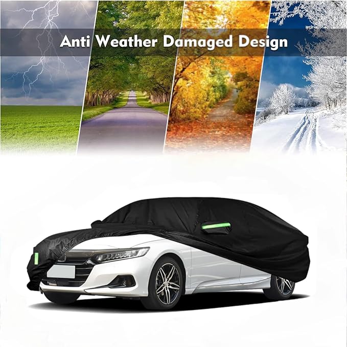 Car Cover Custom Fit for Honda Accord Sedan/Coupe (2001-2023)，All Weather 210T Windproof Car Covers with Windproof Strap and Driver Door Zipper,Sun Snow Rain Dust Protection