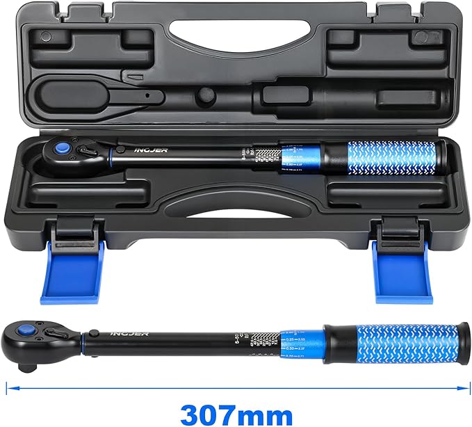 UPGRADE 3/8" Drive Click Torque Wrench,5-50Ft.Lb,Dual-Direction Adjustable 72 Tooth Click Torque Wrench for Bike, Motorcycle,Professionals & DIYers,Blue
