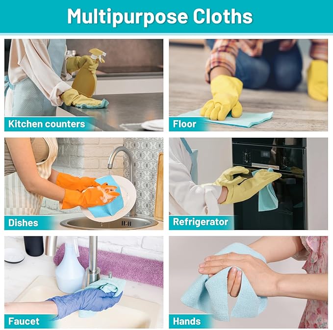 85 Pack Tear Away Microfiber Towels Roll, 10" x 10" Value Pack Reusable Cleaning Towels Absorbent Rags Fast Drying Dishcloths Lint Free Cleaning Wipes for Kitchen House Car