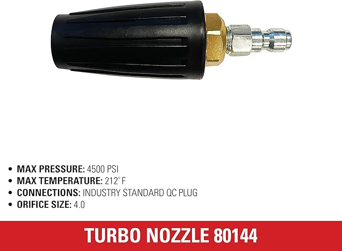 Simpson Cleaning 80144 4500 PSI Universal Turbo Pressure Washer Nozzle, 1/4-Inch Quick Connect, Hot- or Cold-Water Use