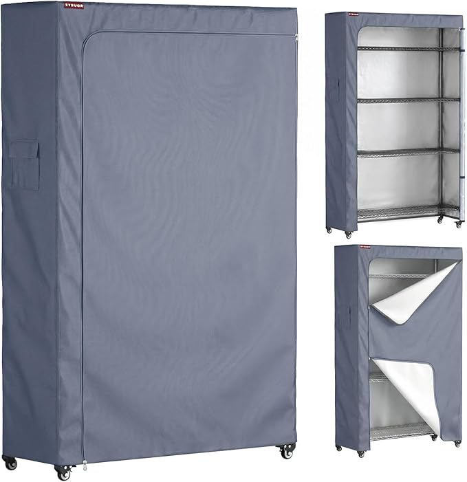 Heavy Duty Wire Shelving Cover 36" W x 14" D x 72" H, 600D Oxford Waterproof Rack Cover with Smooth Two-Way Zippers, All-Season Dust-Resistant for Closet Rack & Storage Room