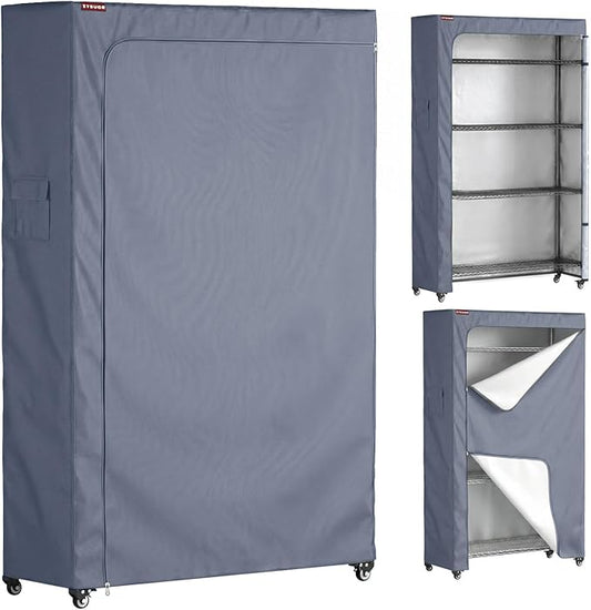 Wire Shelf Cover, 48" W x 18" D x 72" H, 600D Heavy Duty Waterproof Shelving Cover with Interior Nylon Straps, Dustproof Metal Rack Protector for Kitchen Pantry & Laundry Room