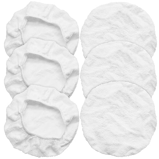 6 PCS Car Polishing Bonnet Buffing Pad Cotton Buffing Pad Cover for 9" - 10" Car Polisher, White