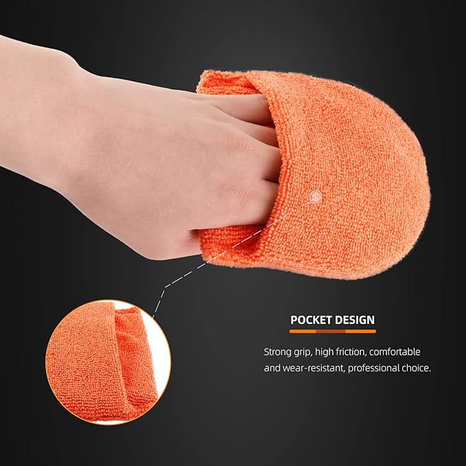 Microfiber applicator pad, Microfiber Sponge, SPTA 10Pcs Ultra-Soft Microfiber Wax Applicator Pads, Cleaning Pads with Finger Pocket Wax Applicator for Applying Wax, Sealants