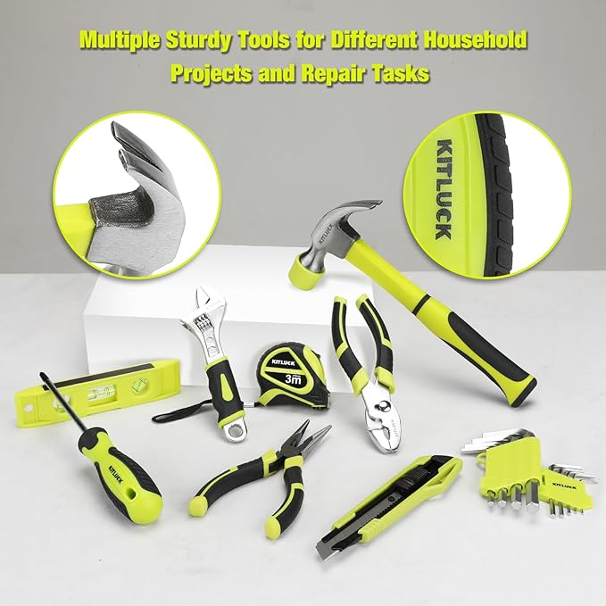 KITLUCK Power Drill Set, 180Pcs Home Hand Tool Kit with 8V Drill, Portable Tool box Kit with Screwdriver, Plier, Wrench, Socket, Harmer, Household Cordless Drill Set for Men Women Home