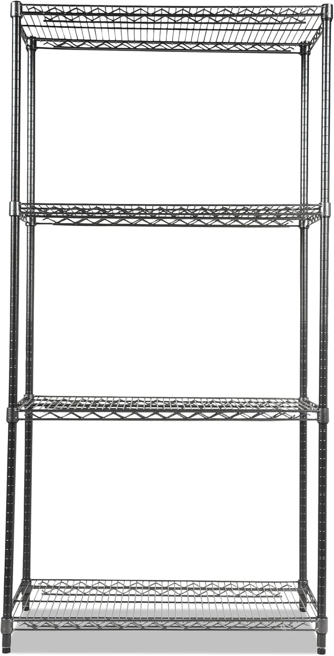 Alera Wire Shelving Starter Kit, Four-Shelf, 36w x 18d x 72h, Black Anthracite