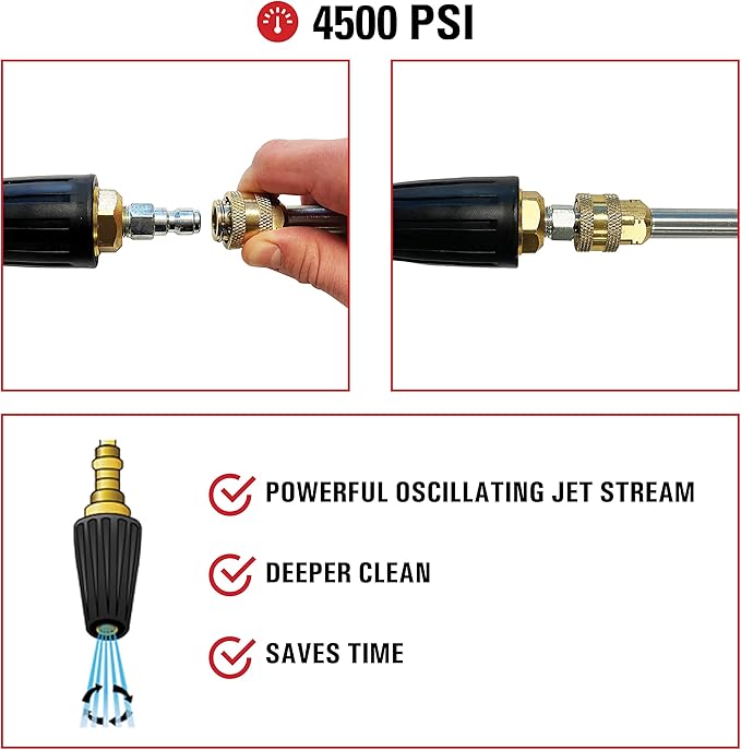Simpson Cleaning 80144 4500 PSI Universal Turbo Pressure Washer Nozzle, 1/4-Inch Quick Connect, Hot- or Cold-Water Use