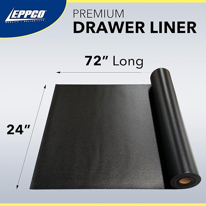 EPPCO Enterprises Tool Box Drawer Liner 24-inch Wide x 72” Long Non-Slip Tools Chest Mat, Black