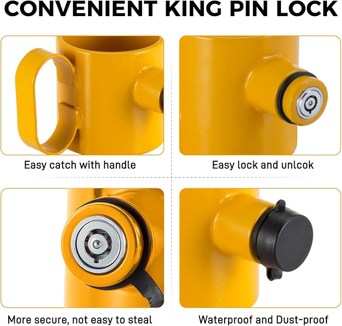 BOYISEN 5th Wheel King Pin Lock Keyed Alike, Solid Steel Anti Theft for RVs, Container Trailers and Campers with Handles Warning Tag (Keyed Alike Yellow)