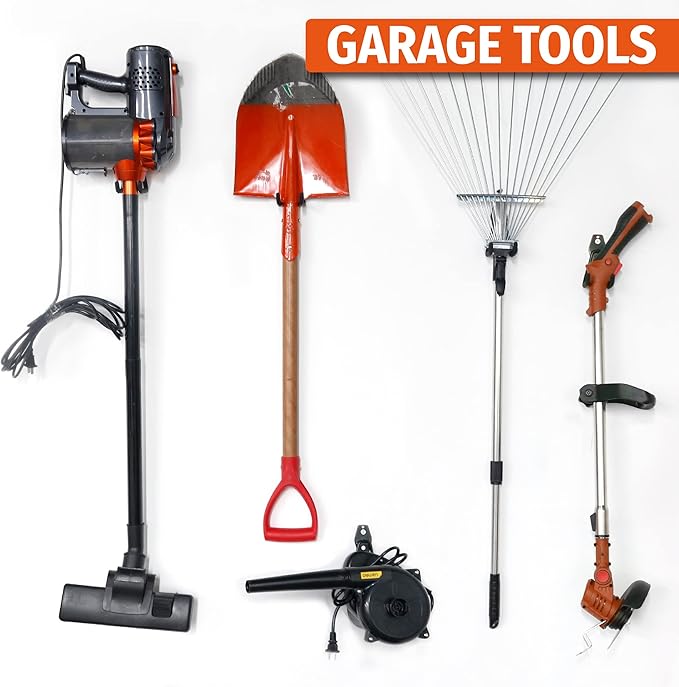 HUHOLE Heavy Duty Garage Storage Hooks (4-Pack) for Bikes & Ladders - 80lbs Capacity Wall Mount Organizer with Anti-Slip Coating & Multi-Wall Anchors