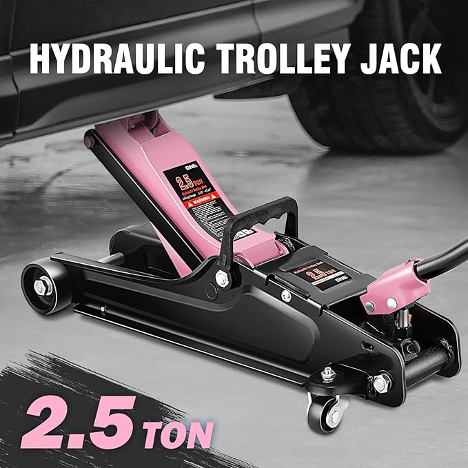 DNA Motoring Low Profile Hydraulic Trolley Service/Floor Jack, 2.5 Ton (5500 lbs) Capacity, Lifting Range 3.35"-15.16",Pink, TOOLS-00676-PK
