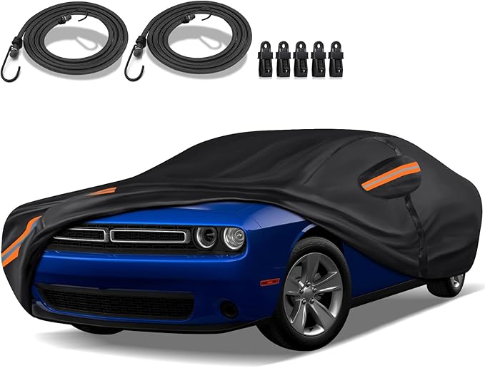 Special 16-Layer Full Car Cover Fit for 2008-2023 Do-dge Challenger, Ultra Heavy 600D Oxford Cloth, All-Weather Protection Summer Sun Exposure and Winter Snow Rain Dust UV, Black