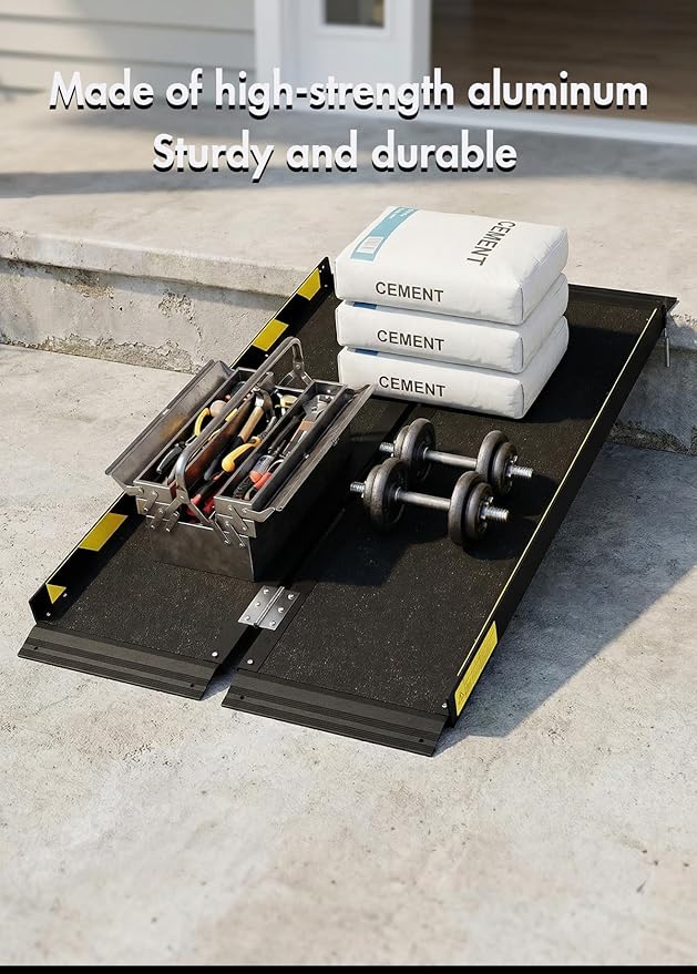 Portable Wheelchair ramp 4FT,Non-Slip Aluminum Threshold ramps for Home Steps,Folding Handicap ramp,doorways,Stairs,Scooter,Weight Capacity 800LBS (4FT(Usable Height 4-12 inch))