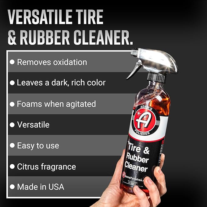 Adam's Polishes Tire & Rubber Cleaner (Gallon) - Removes Discoloration From Tires Quickly - Works Great on Tires, Plastic Trim, and Rubber Floor Mats