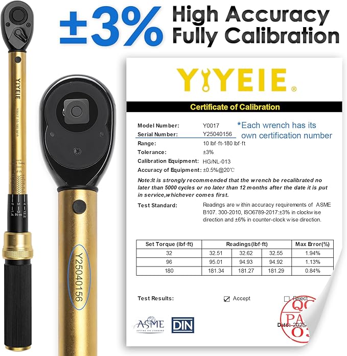 22PCS Torque Wrench Set 1/2" Drive, 10-180 ft.lb/13.6-244.1 Nm, Click Torque Wrench with Impact Sockets, 1 ft.lbs Micro, 72-Tooth Ratchet, Quick Release Head, Master Torque Tool for Car Repair
