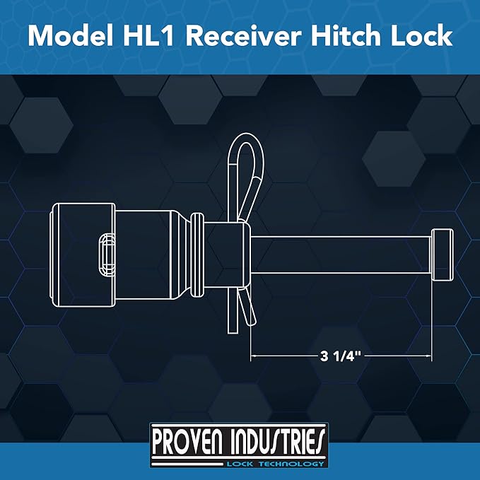 Proven Industries Model HL1 Receiver Hitch Pin Lock, Fits 2-Inch or 2 1/2-Inch Receivers, Stainless Steel, Made in The USA, (Blue)