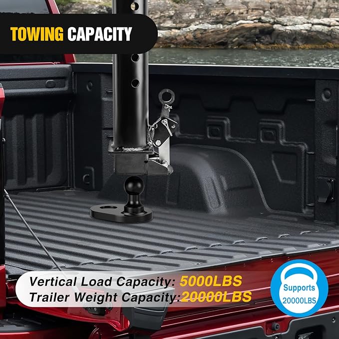 Nilight Gooseneck Ball Extender - GNXA4085, 4" Offset Ball Compatible with B&W Trailer Hitches Turnoverball Heavy Duty 2-5/16 Inch Ball 20000 lbs GTW 5000 lbs VTW