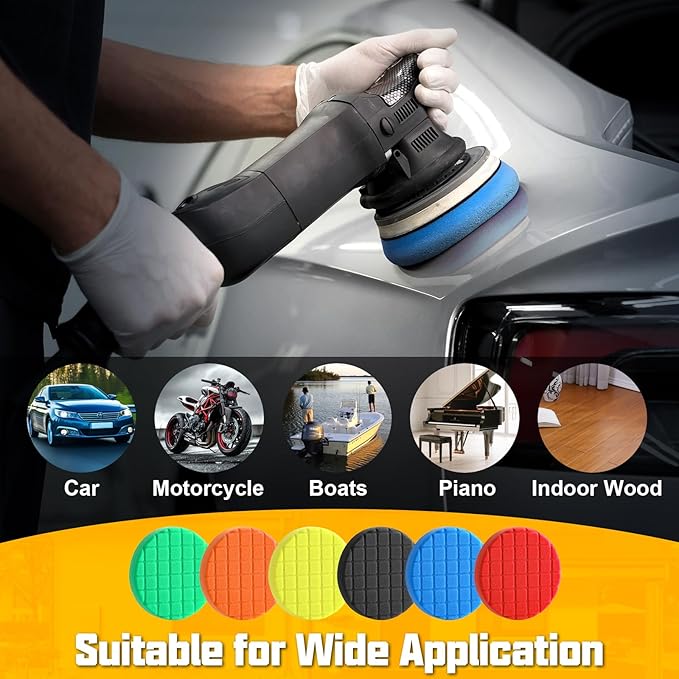 Buffing Polishing Pad, 3Pcs 5 Inch Blue Buffing Pads for Car Buffer Polisher Boat Compounding, Polishing and Waxing