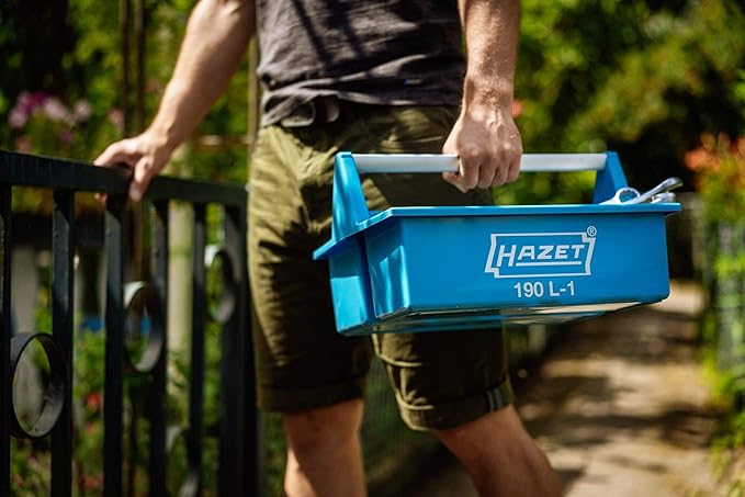 HAZET Tool Box 190L-1 I Open and Handy, Incl. Length Scale (Cm/Inch) on the Top, Stackable, Sturdy Aluminum Carrying Handle I Mobile Plastic Carrying Case