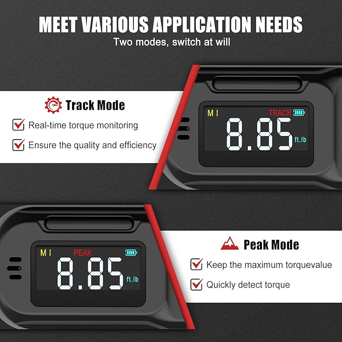 VANPO 1/4-Inch Digital Torque Wrench, 4–8.85 ft-lb/0.6–12 Nm, ±2% Accuracy, Electronic Torque Wrench with LCD Display, Audible & Color Feedback,Data Storage for Scopes, Bike & Precision Repair