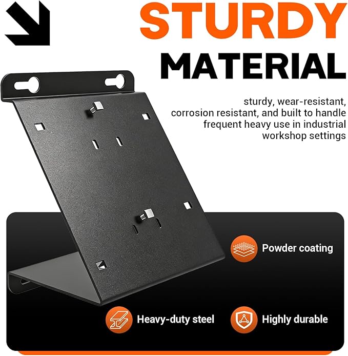 Angled Heavy-Duty Alloy Steel Wall Mount for Milwaukee Charger - Single Fit Milwaukee M18V & M12V Rapid Charge, Detachable Secured Holder Bracket for Pegboard/Wall Installation