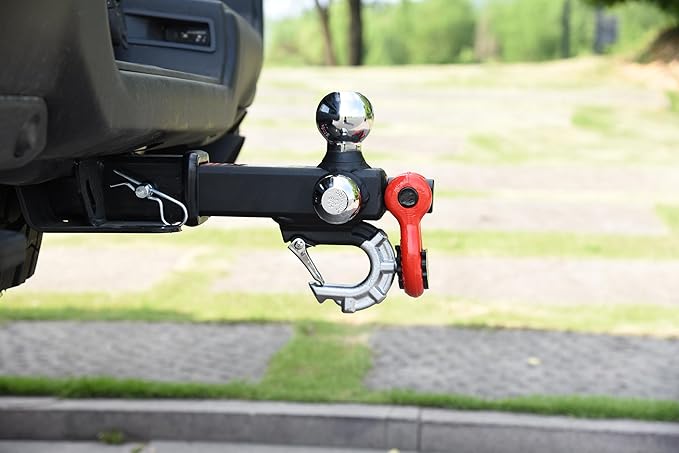 Trailer Hitch Tri-Ball Hitch with Rotatoble Tow Shackle and Tow Hook, fits for 2-inch Receiver, Chrome Trailer Ball…