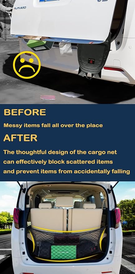 Envelope Style Trunk Cargo Net for Mazda CX9 CX-9 New 2026 2025 2024 2023 2022 2021 2020 2019 2018 2017 2016 2015 2014 2013 2012 2011 2010-2007 Car Rear Nylon Mesh Tailgate Netting