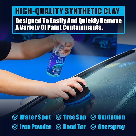 Synthetic Clay, 2-Pack Hand Clay Bar Pad for Car Auto Detailing, Cleansing, Paint Surface Prep Tool for Waxing & Polishing (Blue Purple)
