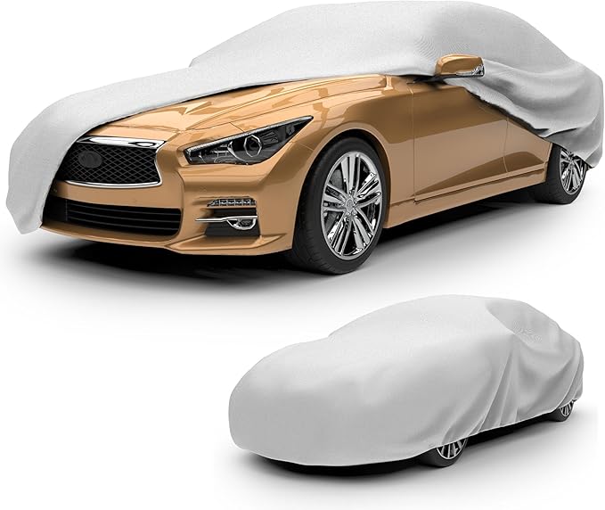 Budge Lite Car Cover, Indoor Protection, Breathable Dustproof Cover, Fits Compact Cars & Sedans up to 157 Inches, Gray, Size 1