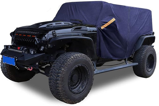 X AUTOHAUX SUV Car Cover Cab Cover Fit for Jeep Wrangler JK JL Hardtop 2 Door 2007-2021 Outdoor Sun Dust Wind Snow Protection 210D Oxford with Driver Door Zipper Navy Blue