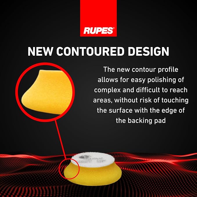 RUPES 9.DA70M/4 Pack of 4 Yellow D-A Fine Finishing Foam Pads 70mm | Ideal for Paint Correction & Gloss Enhancement | Moderate to Fine Defect Removal | Compatible with 2.75" Backing Plate
