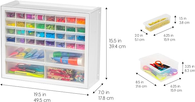 IRIS USA Small Parts Storage Cabinet, Made in USA, 36-Drawer Organizer for Screws, Nuts & Bolts, Electronics, Hardware, Beads, Crafts, Scrapbook Art Hobby, Teacher Toolbox, Garage Storage – White