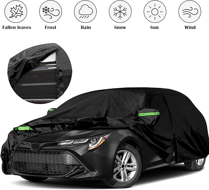 Waterproof Car Covers Replace for 2019-2025 Toyota Corolla Hatchback, 6 Layers All Weather Custom-Fit Outdoor Full Car Covers with Zipper Door for Snow Rain Dust Hail Protection