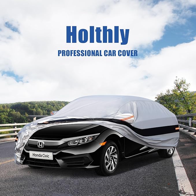 10 Layers SUV Car Cover Custom Fit for Honda Civic (1991-2024) Waterproof All Weather for Automobiles, Outdoor Full Cover Rain Sun UV Protection.Silver