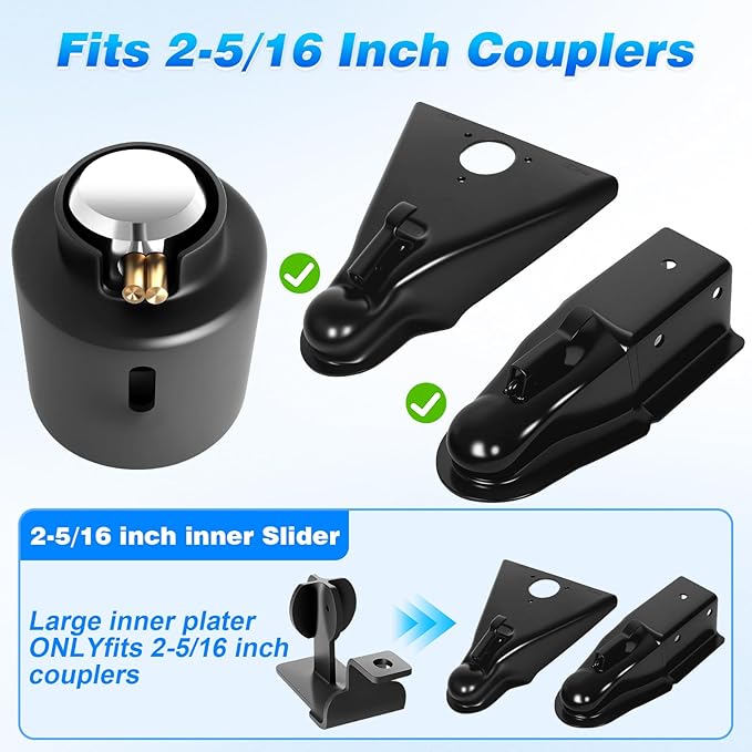 Trailer Lock Fits 2-5/16 Inch Coupler, Upgrade Anti Theft Heavy-Duty Steel Trailer Hitch Locks, Camper Pry-Resistant & Heavy-Duty Trailer Hitch Locks for RV | Cargo | Boat | Dump Trailer