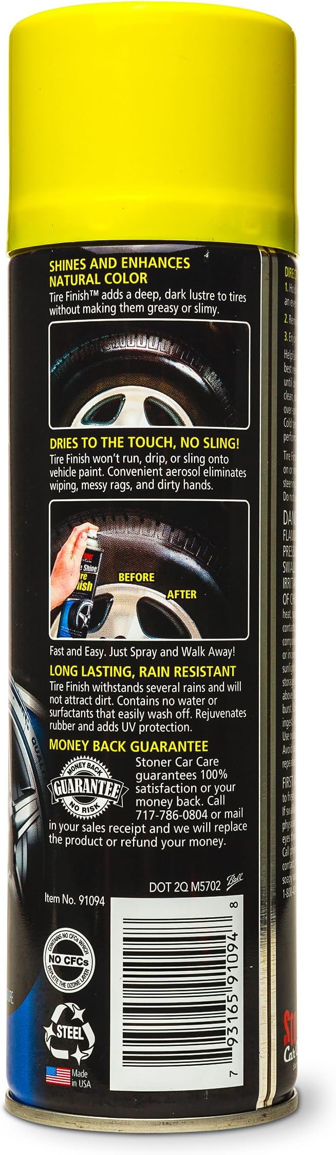 Stoner Car Care 91094 More Shine Tire Finish – Tire Shine Spray Restores Deep Matte Black Finish with Long-Lasting Rain-Resistant Protection, Dry-to-Touch – 12 oz