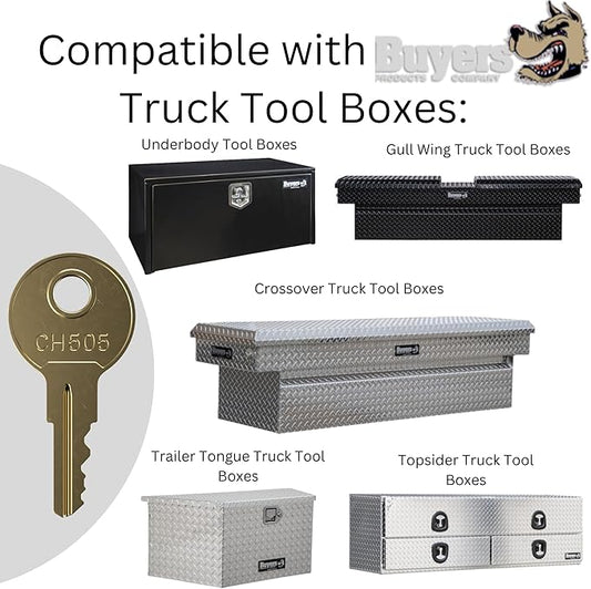 Robby's Cloud CH505 Replacement Key for Truck Tool Boxes and Paddle Handle Tool Boxes Marked CH-505-1 Keychain Included - Key style May Vary (4 Pack)
