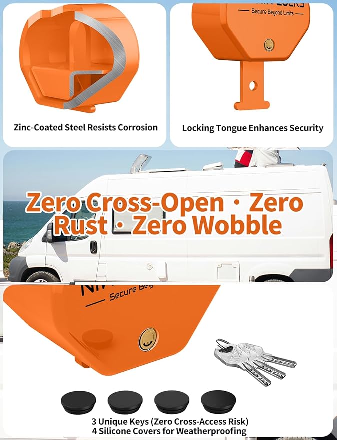 Heavy Duty Trailer Hitch Lock - Universal Fit 1-7/8",2" and 2-5/16" Couplers | Anti-Theft RV Trailer Tongue Lock for Truck Boat | Structural Steel Security Design (Orange)