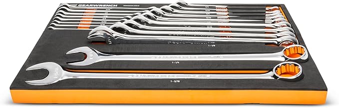 GEARWRENCH 19 Piece 12 Pt Long Pattern Combination SAE Wrench Set in Foam Storage Tray - GWMSCWL12SAE
